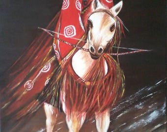 Oil painting: Japanese warrior on his horse