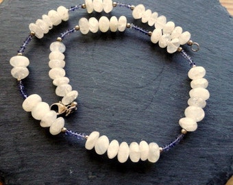 Moon Stone necklace, moonstone, necklace, silver, Iolite, Wassersaphier, Iolithe, Collier, White, Blue