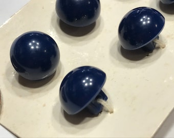 6 navy blue Vintage shank Buttons , 12 mm (42)