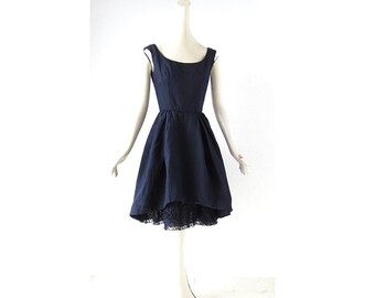 50s Party Dress | 1950s Dress | Bonwit Teller | Peekaboo Hem Dress | XXS