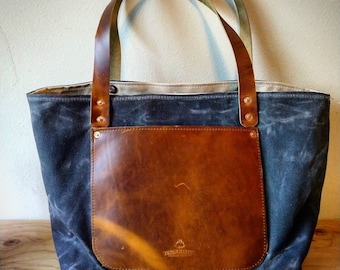 Muir Market Tote - Waxed Canvas, Horween Leather, and Cordura