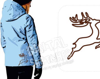 Deer Applique Design Machine Embroidery Design Stag 3 Sizes
