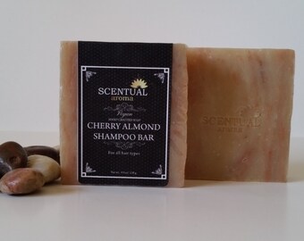 Cherry Almond VeganShampoo Bar, Cold Process Shampoo, Organic Shampoo, Vegan Shampoo Bar, Handmade Shampoo Soap, Shampoo Bar
