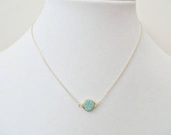 Turquoise Necklace Gold Necklace Gold Wire Wrapped Turquoise Southwestern Southwest Necklace Gemstone Gold and Turquoise Boho Chic