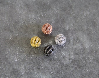 CZ Micro Pave 10mm Twisted Hollow Round Beads