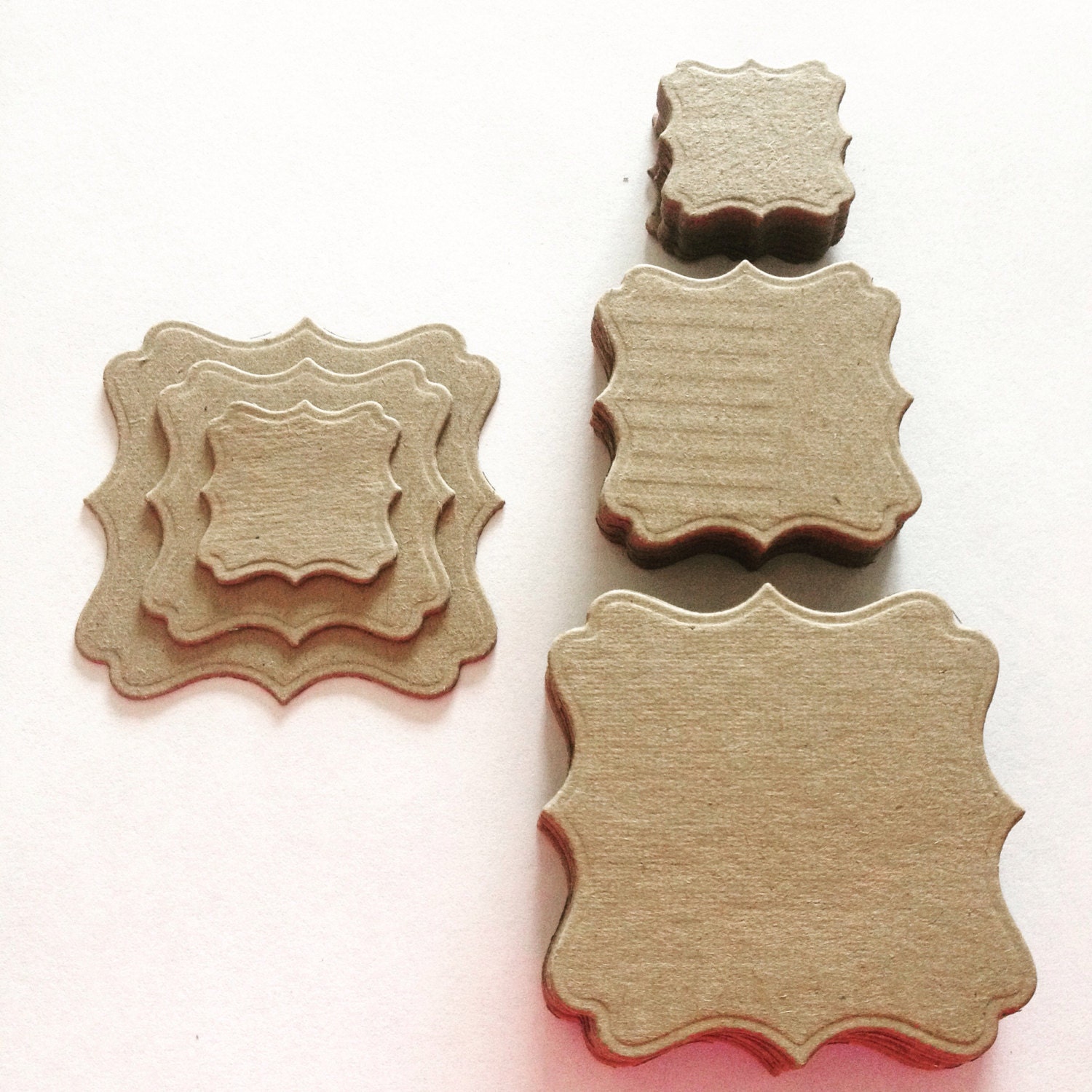 Chipboard Scalloped Square Die Cut shape tag price tag shop
