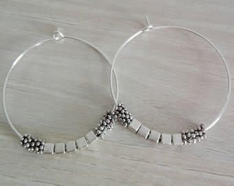 Hoop loop ear eavec beads silver