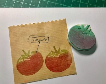 Tomate hand carved rubber stamp- cooking rubber stamp