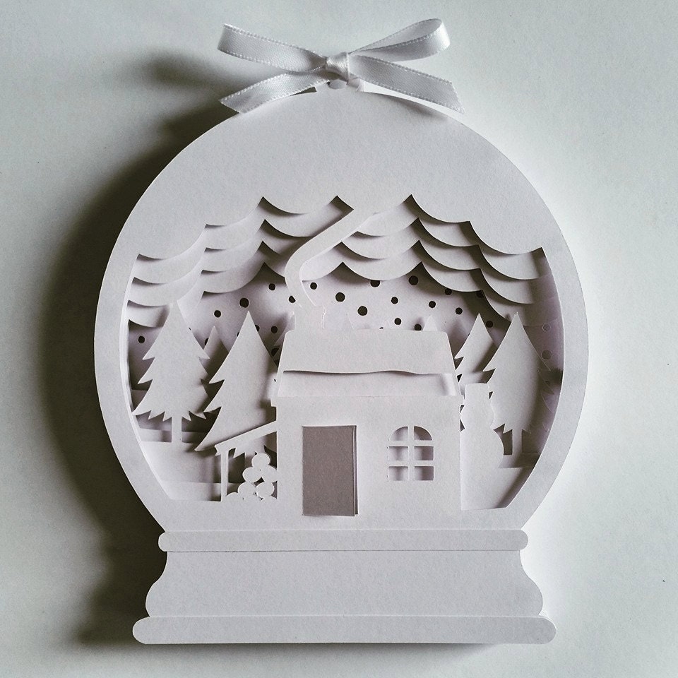 Christmas Snow Globe DIY Layered 3D Shadow Box Papercut