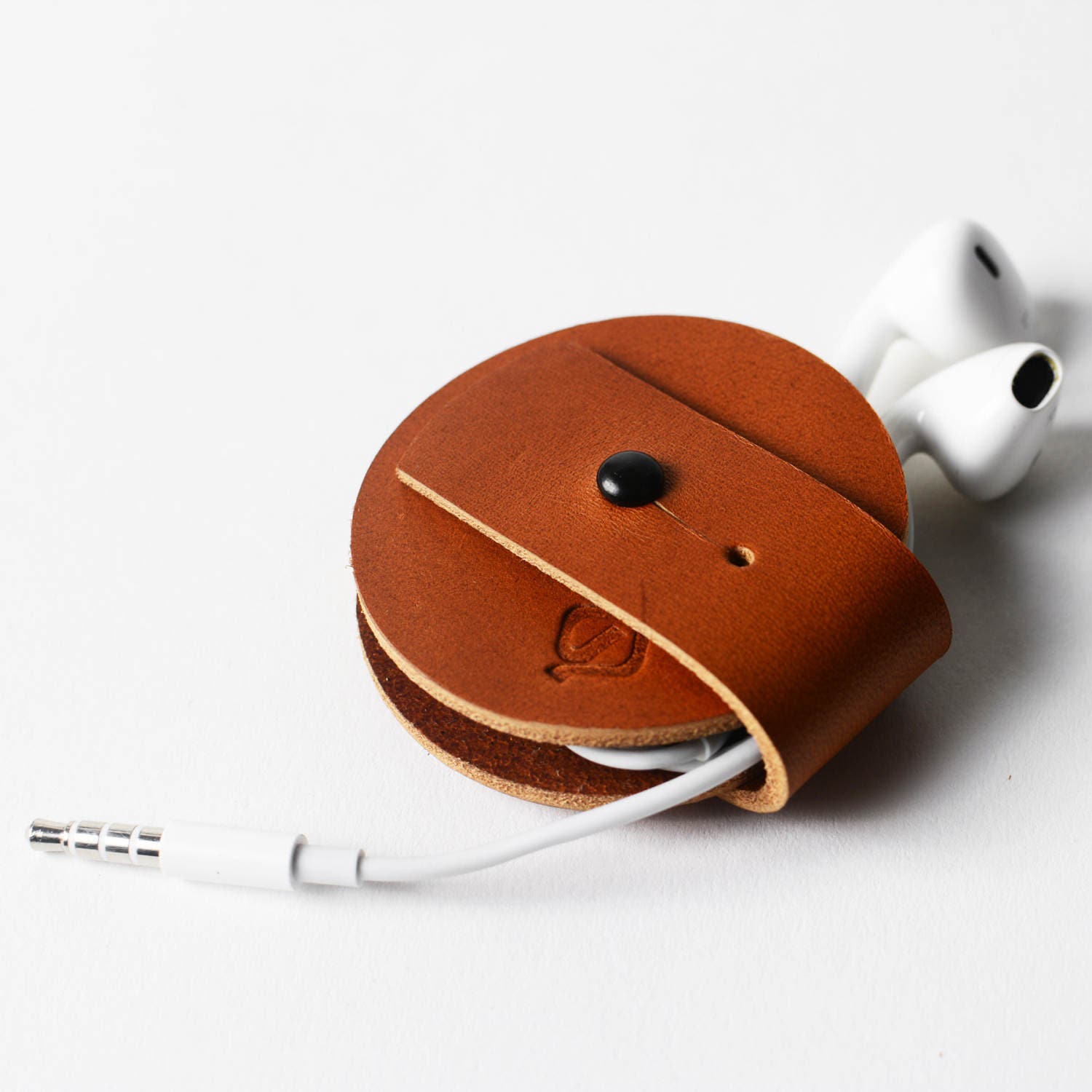 leather cable cord organiser headphone case leather holder