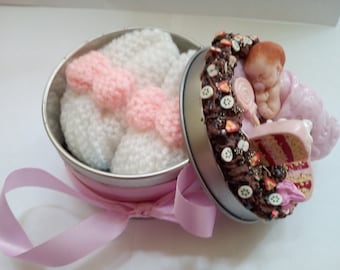 Decorated gift box with little Ballet shoe birthstone boy or girl handmade by myself