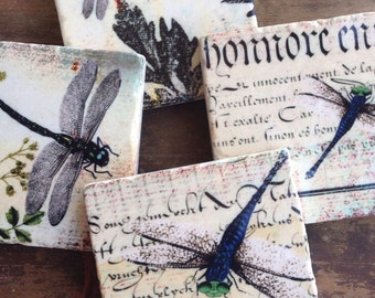 Dragonflies drink coasters - stone coasters