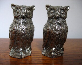 Silverplated Salt & Pepper Shakers Owls.