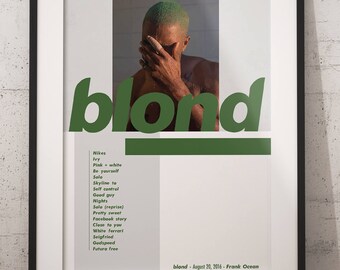 Frank ocean blonde poster, frank ocean album art blonde poster, frank ocean art, frank ocean blonde, frank ocean album print poster