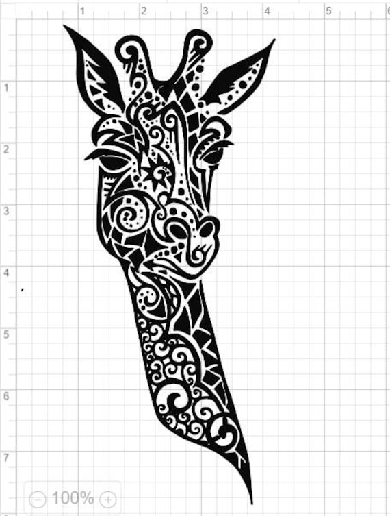 Download Mandala Style Giraffe Head and Neck SVG PDF EPS Dxf & Studio 3