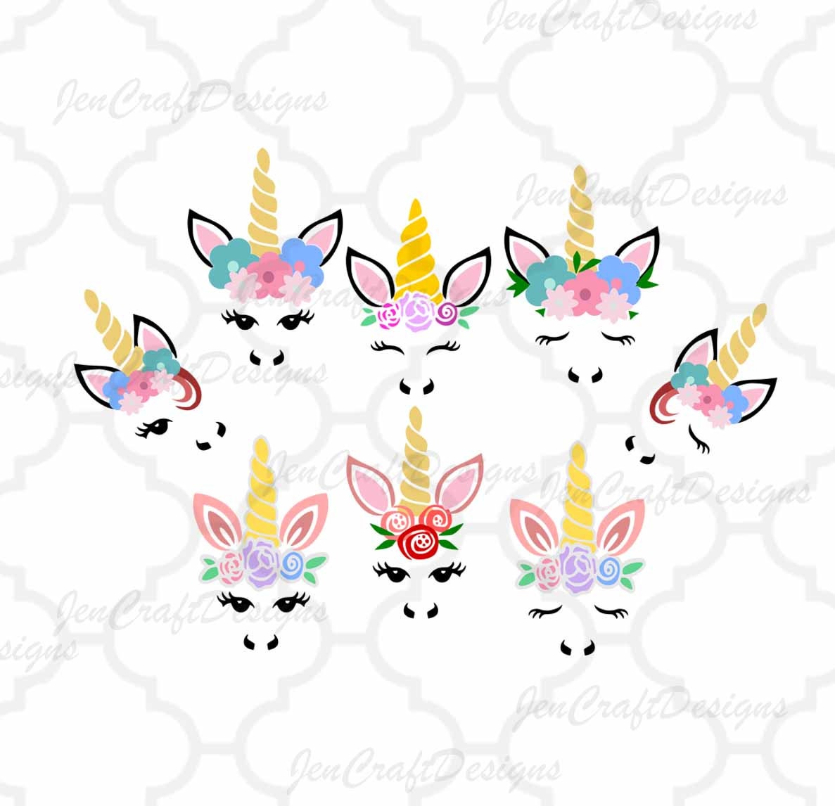 Download Unicorn svg, Unicorn face svg, Gold Horn unicorn, Floral ...