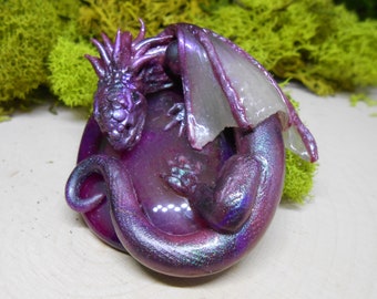 OOAK Gem Guardian Dragon on a purple Agate