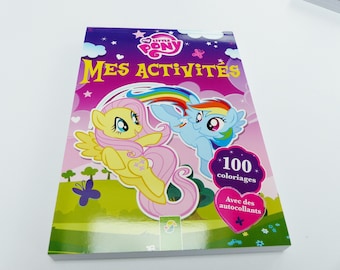 book block 100 activities child play My Little pony sticker shade difference way labrinthe coloring points stickers + connect