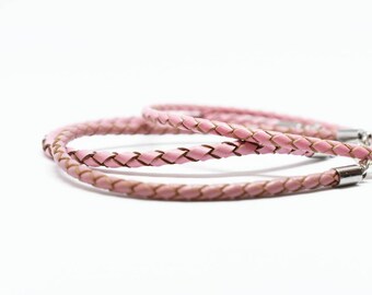 Single pink leather bracelet, anniversary gift for her, gift for wife girlfriend gift, handmade bracelets