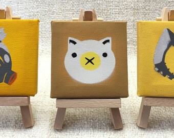 Overwatch Roadhog Spray Paint Mini Canvas Paintings & Wooden Easel