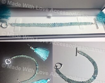 March Birthstone Aquamarine Bracelet - March Birthday Gift - Aquamarine Gemstone - Gifts for Her - Mothers Day Gift Idea