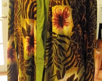 Vintage Jacket/Tropical Print Jacket/Size L-1X Jacket/Retro Jacket/Faux Beading Jacket