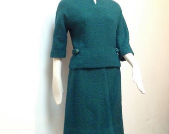 1950s R & K Originals Teal Boucle Suit, Size Small