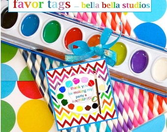PAINTING Party FAVOR TAGS ~ Printable Instant Download