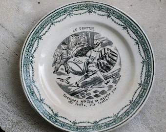 French Ironstone Transferware Plates, Early 1900's Wall Decor
