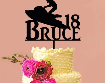 jet ski birthday cake topper, custom and personalizedBirthday cake topper, custom name and age