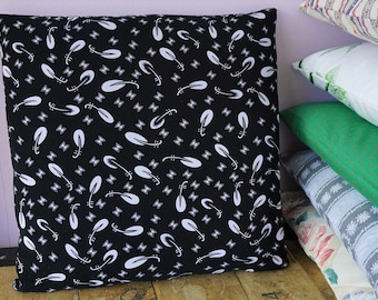 Recycled jersey black and white pillow cover, 40cm x 40cm