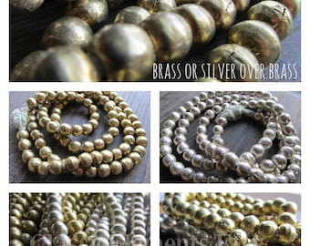 Choice of African Brass Beads, 9mm Brass Beads, African Beads, African Metal, Brass Beads, Silver over Brass Beads, Silver Beads