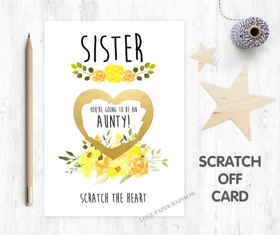 auntie reveal card pregnancy reveal, pregnancy announcement, pregnancy scratch card, i'm pregnant scratch card, you're going to be an aunty