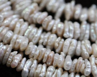 Natural White Center-drilled Keishi Freshwater Pearls, 7 - 9 mm, 10 beads (FP0101KS)