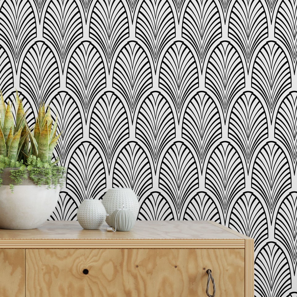 Art deco arch removable wallpaper / cute self adhesive