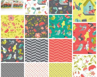 It's a Bird'sLife - Fat Quarter Bundle -Camelot Fabrics - Fat Quarter Bundle - Cotton Fabric - 15 Fat Quarters