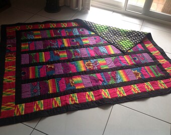 African Wax Print Quilt 'Pink Profusion'