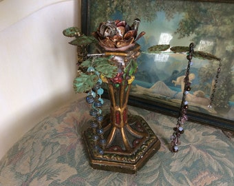 Salvaged Jewelry Display Stand, Candle Holder, One of a Kind, Made from Antique and Vintage Salvage