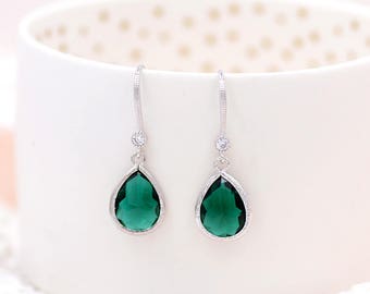 Bridal Green Earrings, Gepsy, Emerald green Drop earrings, Bridal Earrings, Earrings,Green TearDrop Earrings, Bridal Jewelry, purple Wedding