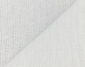 100% Cotton Pointelle Rib Knit Sweater Fabric By the Yard (Wholesale Price Available By the Bolt) USA Made - 5589 White - 1 Yard