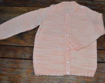 Size 3 100% merino wool hand knitted cardigan