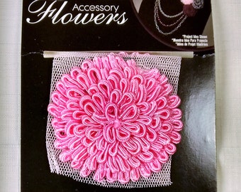 RR-122 Two Hot Pink Zinnia Ribbon Roses