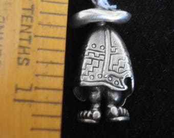 Vintage Silver Sleeping Mexican Pendant Charm Hecho En Mexico Signed 925