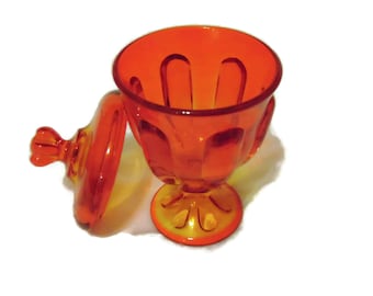 Vintage VIKING Art Glass EPIC Amberina Candy Jar- PERSIMMON