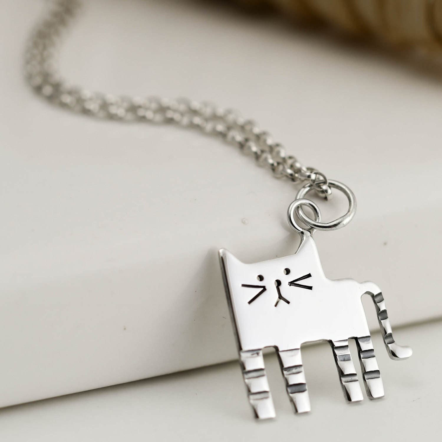 Sterling Silver Cat Necklace Animal Jewellery Cat Gifts