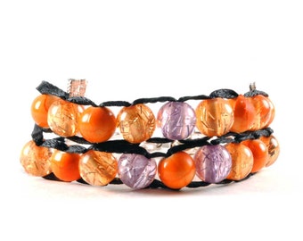 Sunset Colors with Silver Clasp - Ablet Knitting Abacus - Row Counting Bracelet