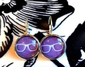 Hipster glasses cabochon earrings- 16mm