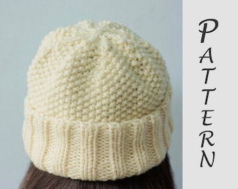 Easy Hat Knitting Pattern, Knit Hat PDF Pattern, Winter Hat Pattern, Instant Download