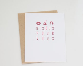 Bisous Kisses Valentine's Day Card