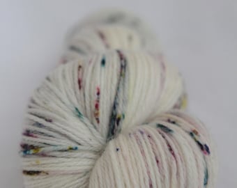 Hand-dyed yarn - superwash merino - speckles - sock yarn - dyed-to-order - CREME